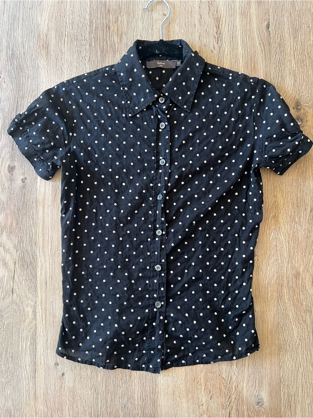 Vintage Sample Kulson Italy Embroidered Dot Button Down Shirt S